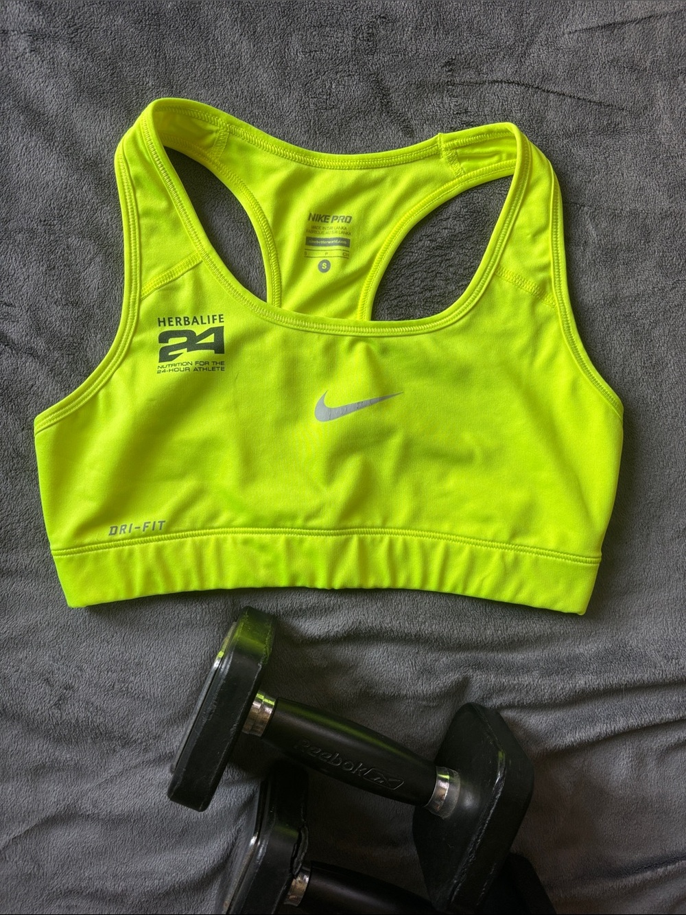Nike Neon Yellow Dri-FIT Racerback Sports Bra